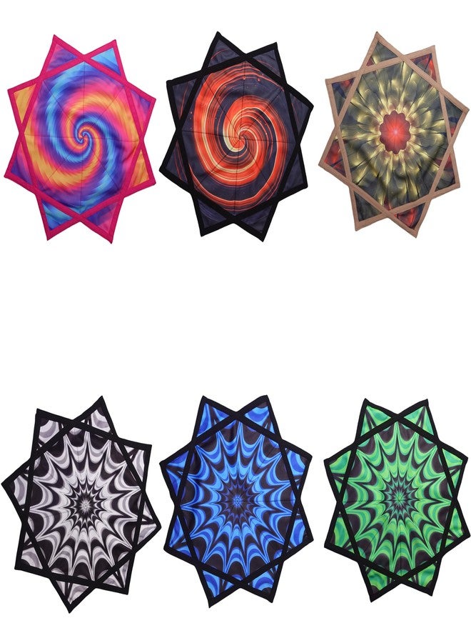 BVCY Flow Star UV Reaction Blacklight Beginners Spinning Cloth Easy to Rotate Sided Print Fingertip Rotating Flow Toy Dapo Star (R04-style1) - Image 3